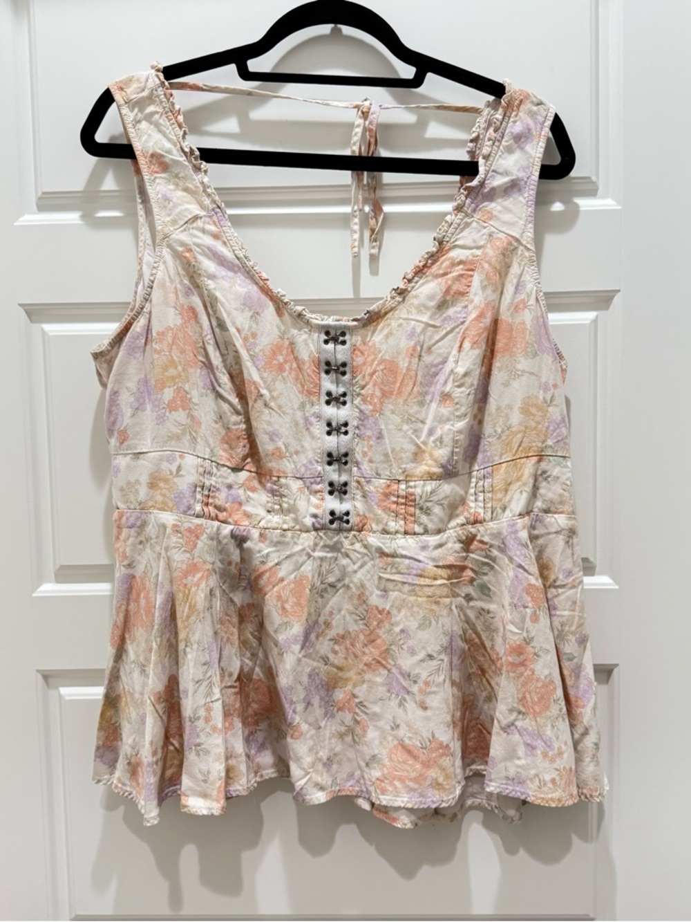 Torrid Babydoll Challis Corset Top in Lush Floral Dew 2X Corset Tie Back Tank - Picture 5 of 12